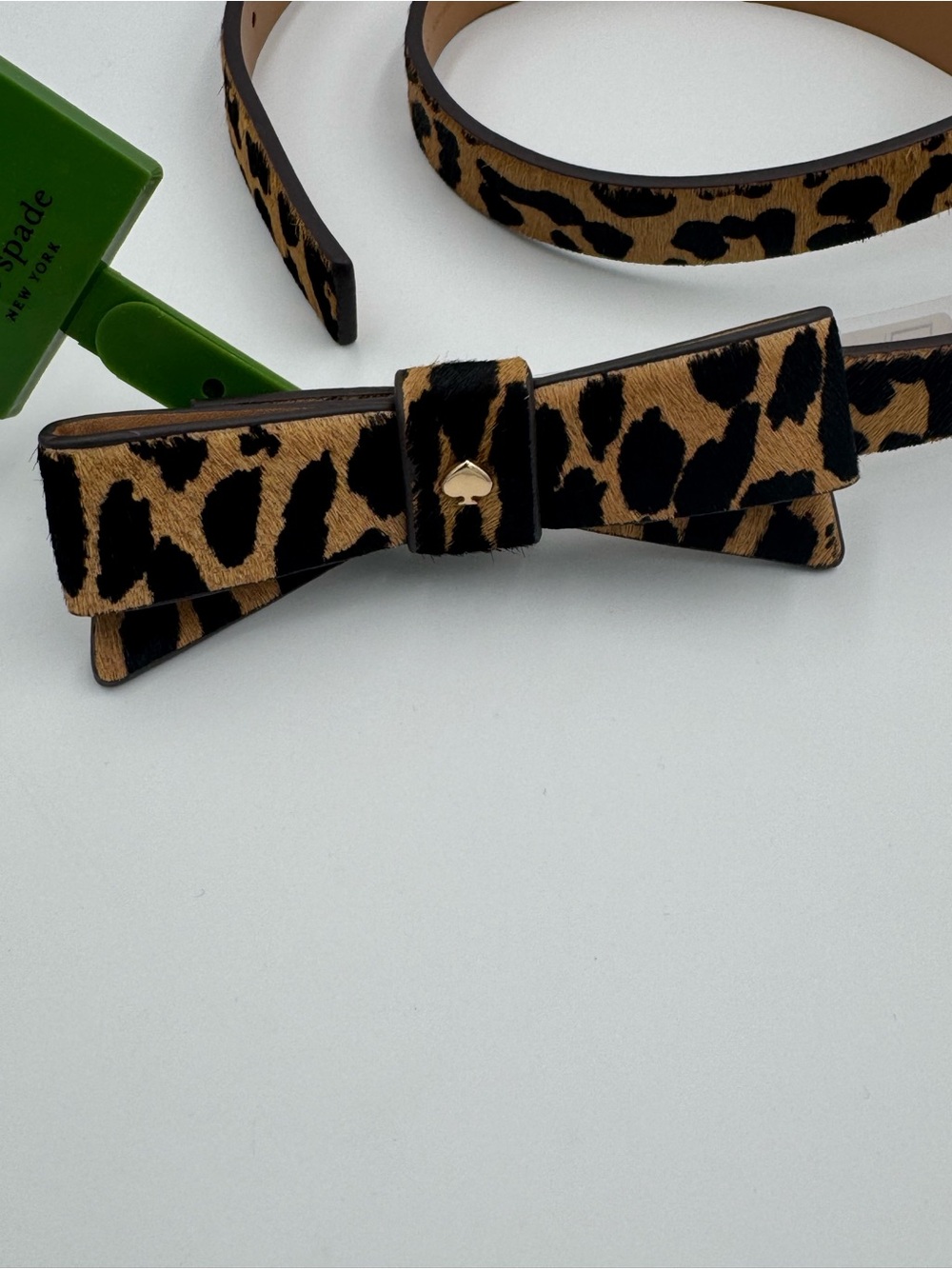 kate spade Calf Hair Leopard Print Bow Leather Belt NWT - Picture 2 of 5